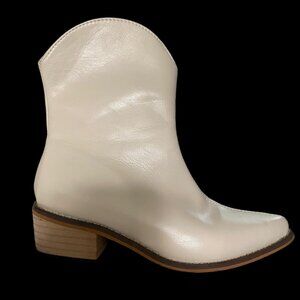Ankle Bootie Women's Size 35 US 4. 5 Polyurethane Cream Zipper Pointed Toe